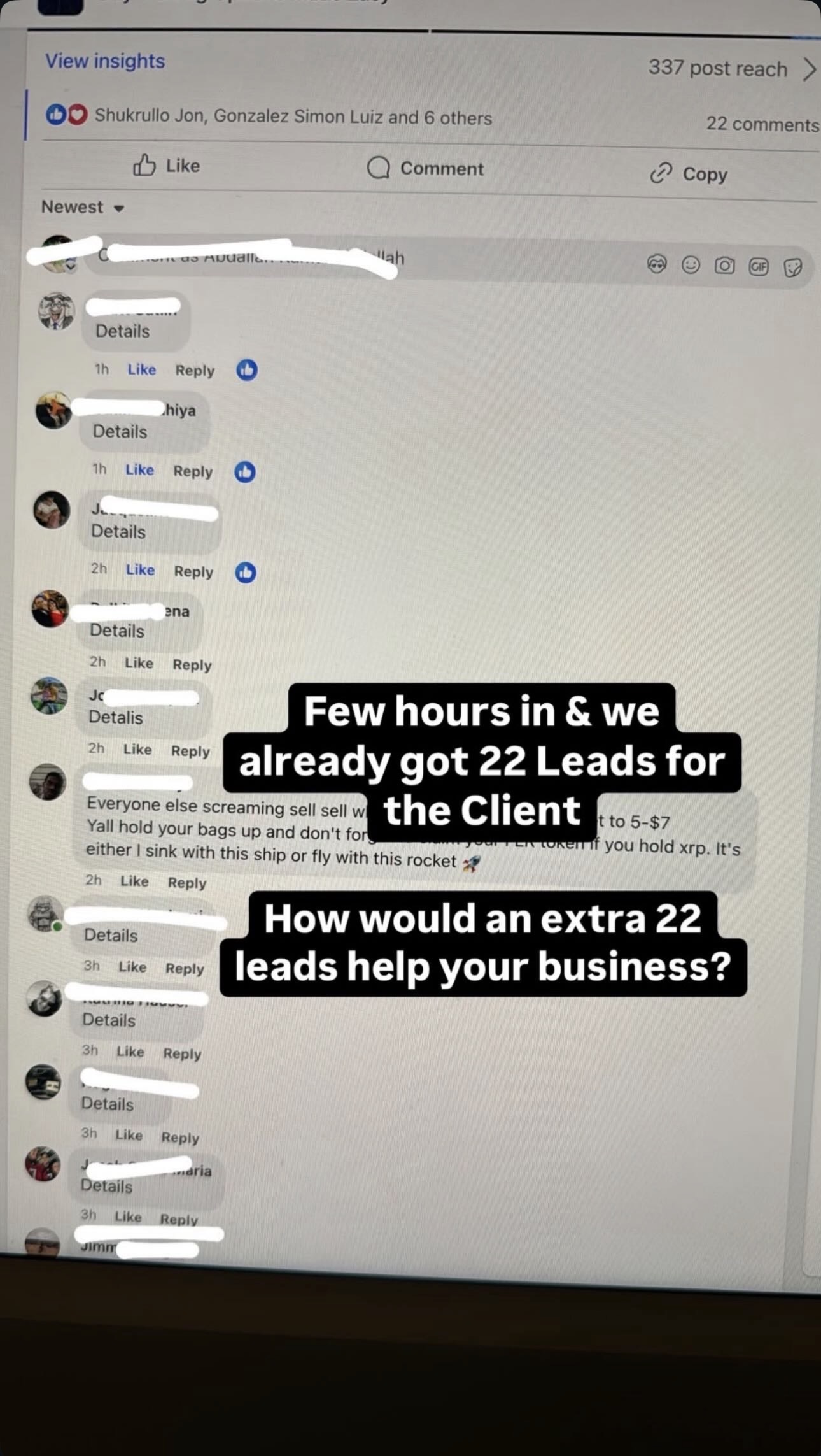 Generated 22 Qualified Leads In 2 Hours